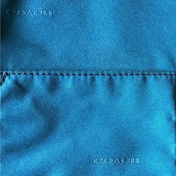 COACH 35500 Nylon/Leather Peacock Blue Tote/Shoulder Bag - Picture 11 of 13